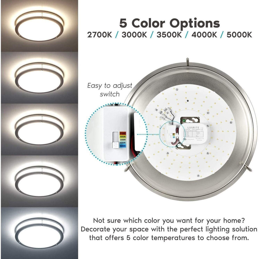 16 Inch Led Flush Mount Ceiling Light Color Temperature Selectable 2700k / 3000k 3500k 4000k 5000k Metallic Modern Contemporary Acrylic Metal Dimmable