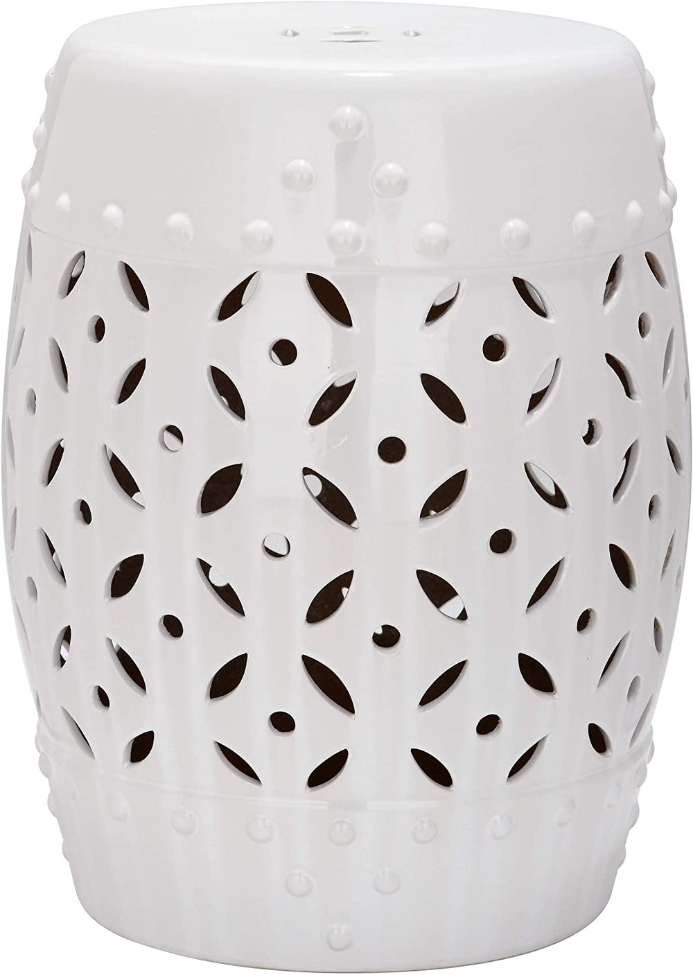 Paradise White Ceramic Garden Stool Handmade