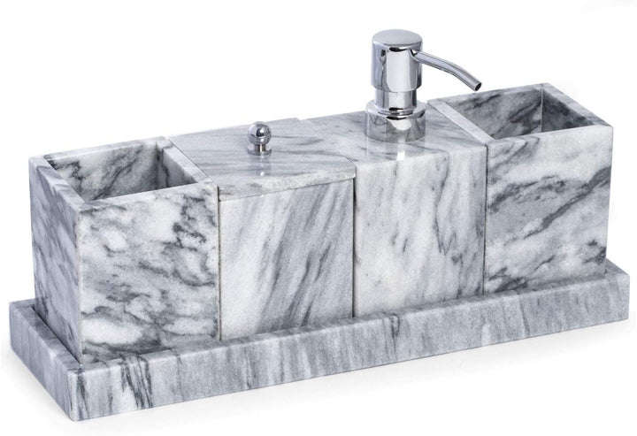 Vanity 5 Piece Marble Cloud Grey Set Modern Contemporary