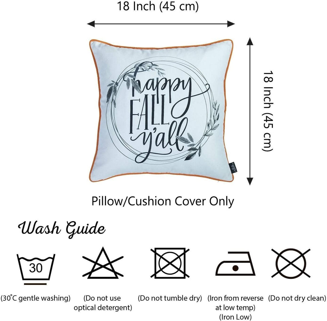 Fall Season Thanksgiving Quote Throw Pillow Covers 18"x18" (Set 4) White Floral Farmhouse Polyester Set 3 More Removable Cover - Diamond Home USA