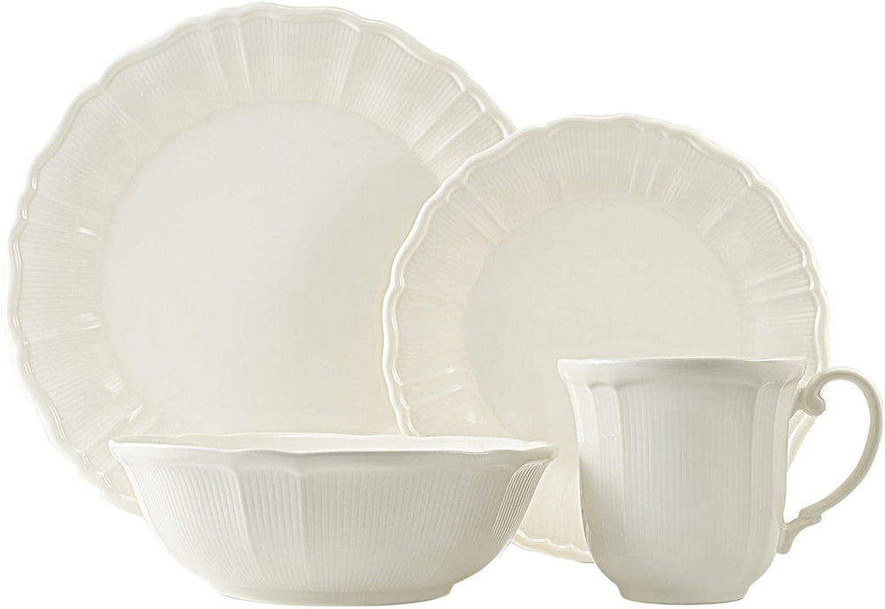 Antique White 12pc Dinner Set Off White Solid Casual Traditional Round Stoneware 12 Piece Dishwasher Safe Microwave - Diamond Home USA