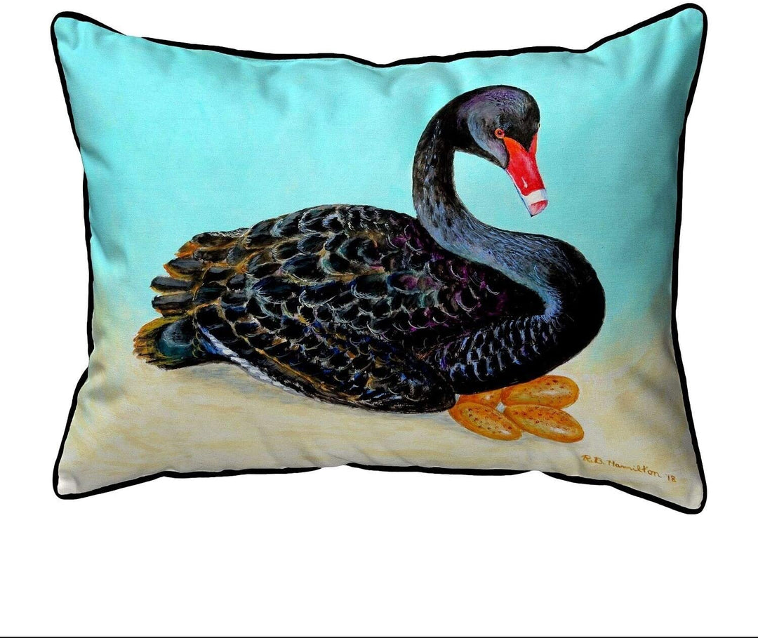 Black Swan Large Pillow 16x20 Color Graphic Nautical Coastal