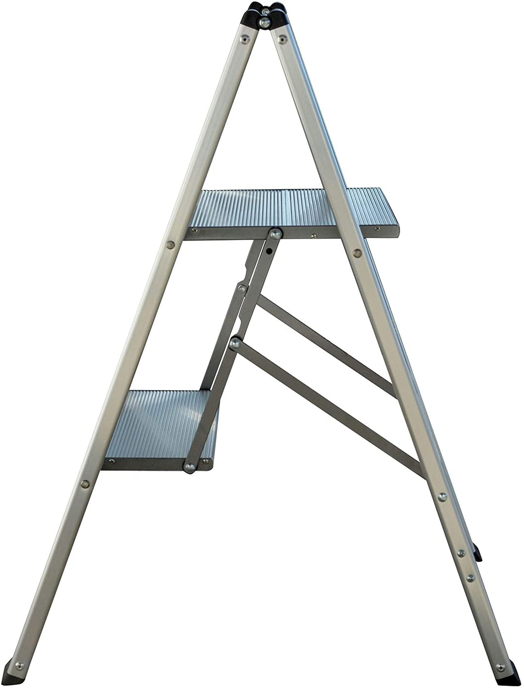 MISC Ultra Slim Aluminum Two Step Folding Utility Ladder Silver