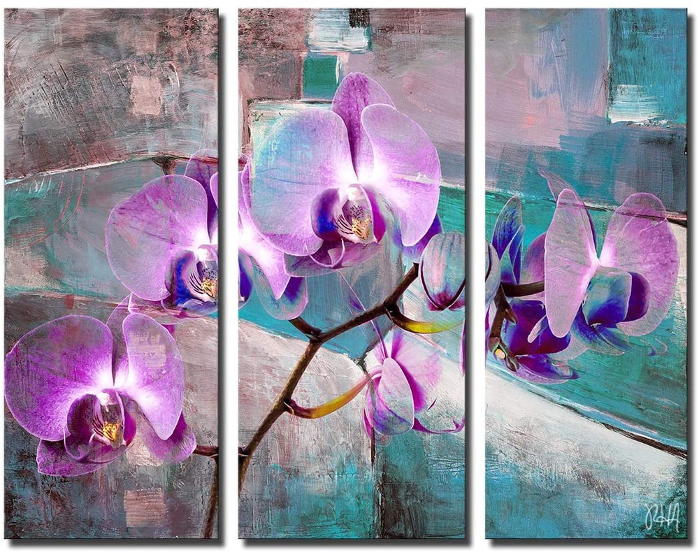 Canvas Wall Art Set Blue Brown Purple Modern Contemporary Shabby Chic Vintage Specialty Wood Handmade Includes Hardware - Diamond Home USA