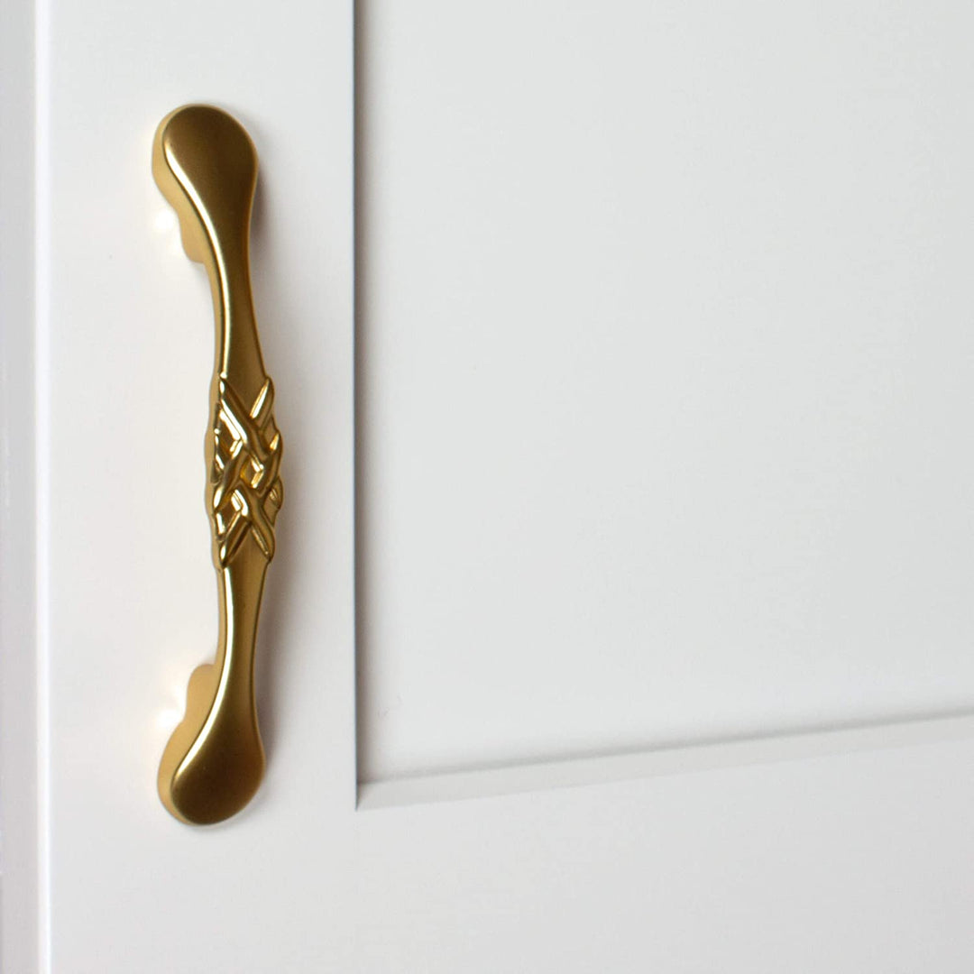 25 Pack 3 Center Gold Braided Cabinet Pulls Brass French Country Zinc Finish - Diamond Home USA
