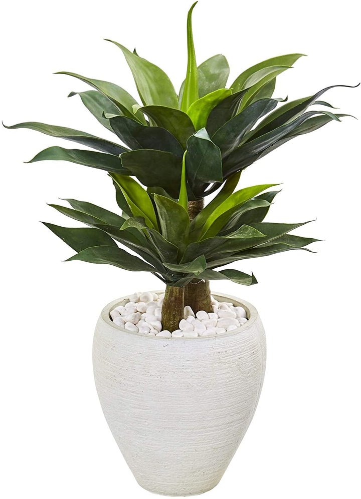33" Double Agave Succulent Artificial Plant White