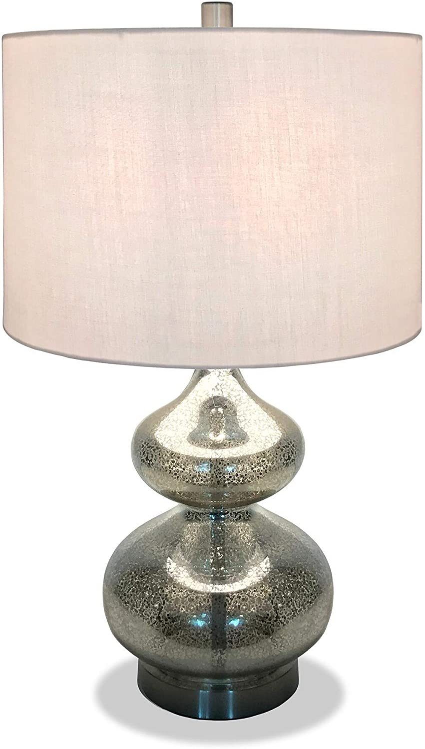 Glass Double Table Lamp Mercury Silver Glam Transitional Vintage Chrome - Diamond Home USA
