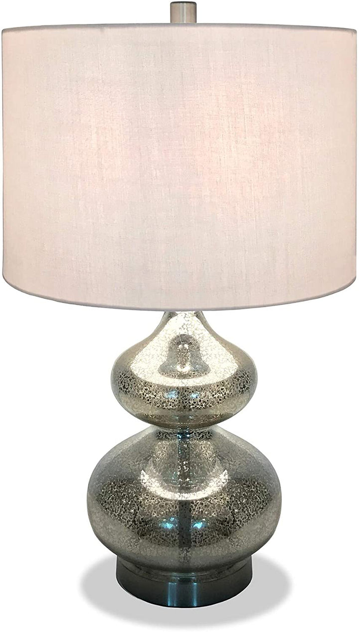 Glass Double Table Lamp Mercury Silver Glam Transitional Vintage Chrome - Diamond Home USA