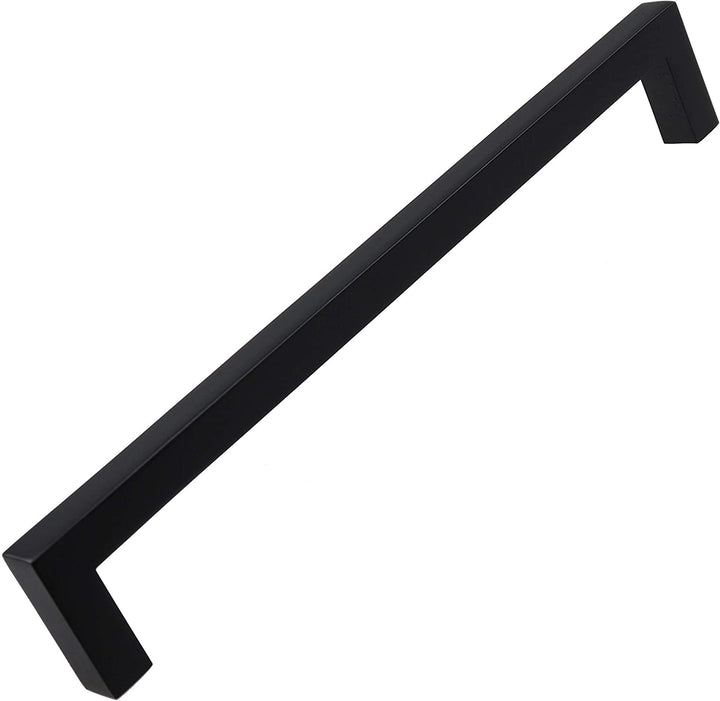 25 Pack 7 9/16 inch Center Solid Square Bar Pull Black