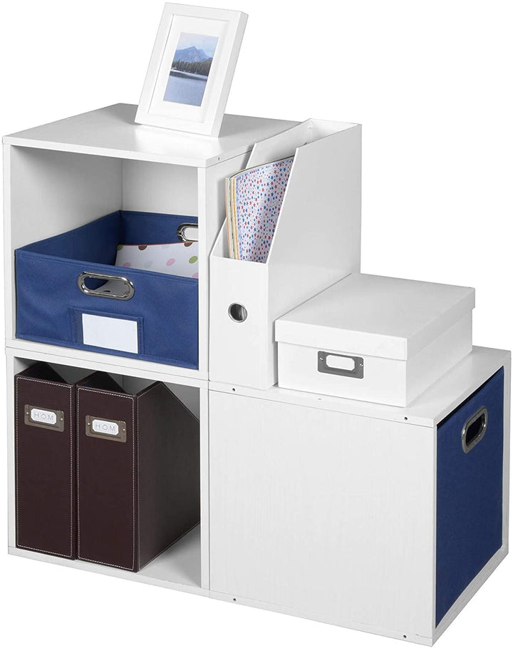 Storage Set 3 Cubes White Wood Grain Modern Contemporary Laminate - Diamond Home USA