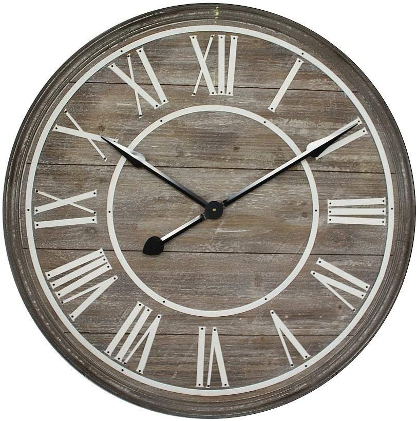 Home Decor Rustic Age Wall Clock Color Industrial Rustic Round Metal - Diamond Home USA