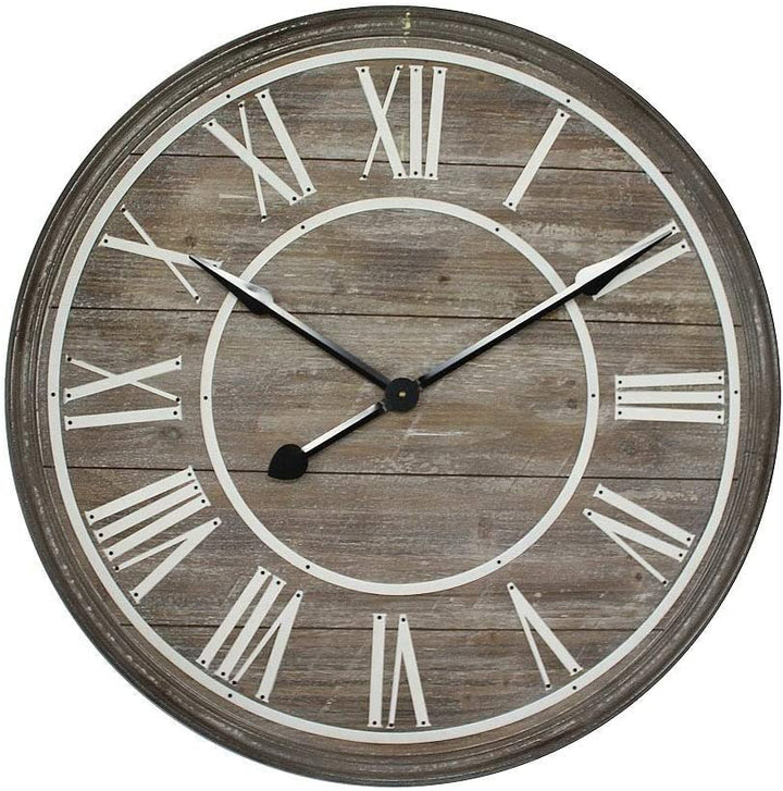 Home Decor Rustic Age Wall Clock Color Industrial Rustic Round Metal - Diamond Home USA
