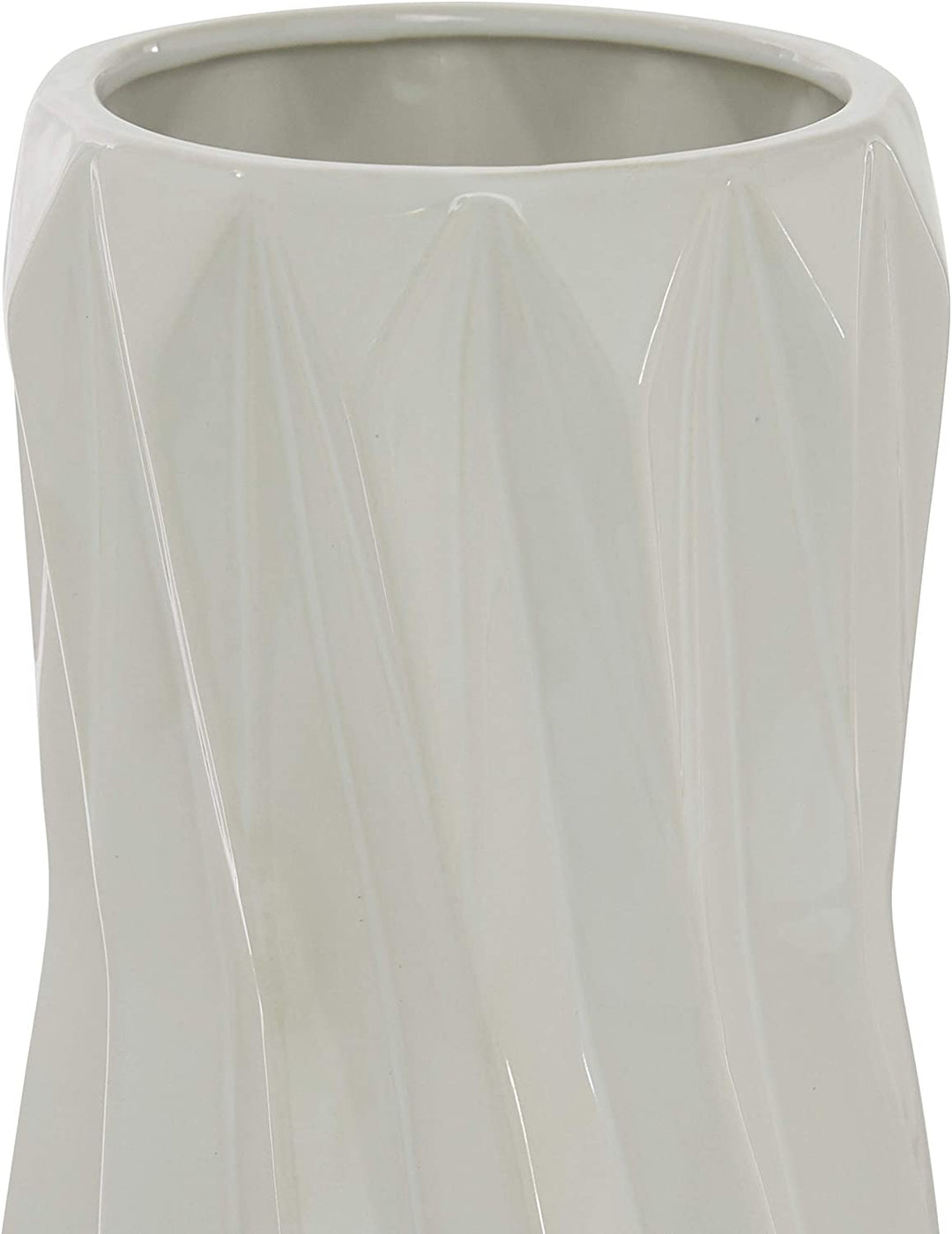 Geometric Textured White Glossy Ceramic Vase 7" X 16 25" 7 X 16 - Diamond Home USA