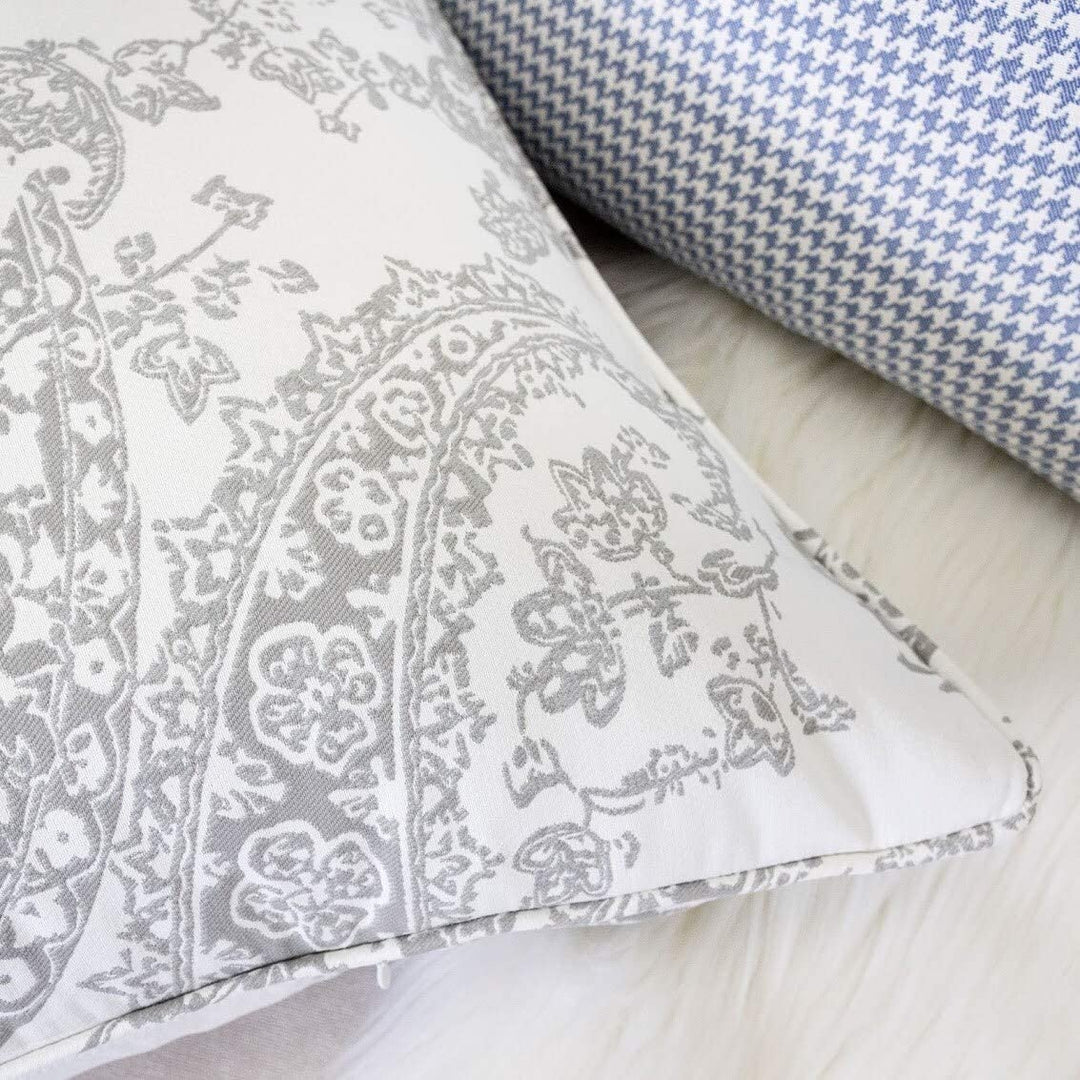 Cozy Paisley Throw Pillow Cover Insert Grey Polyester Single - Diamond Home USA