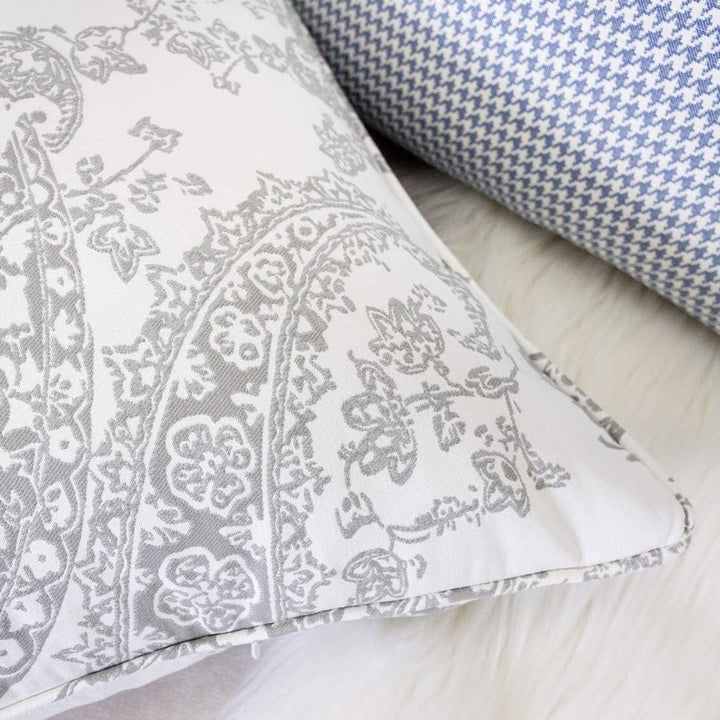 Cozy Paisley Throw Pillow Cover Insert Grey Polyester Single - Diamond Home USA