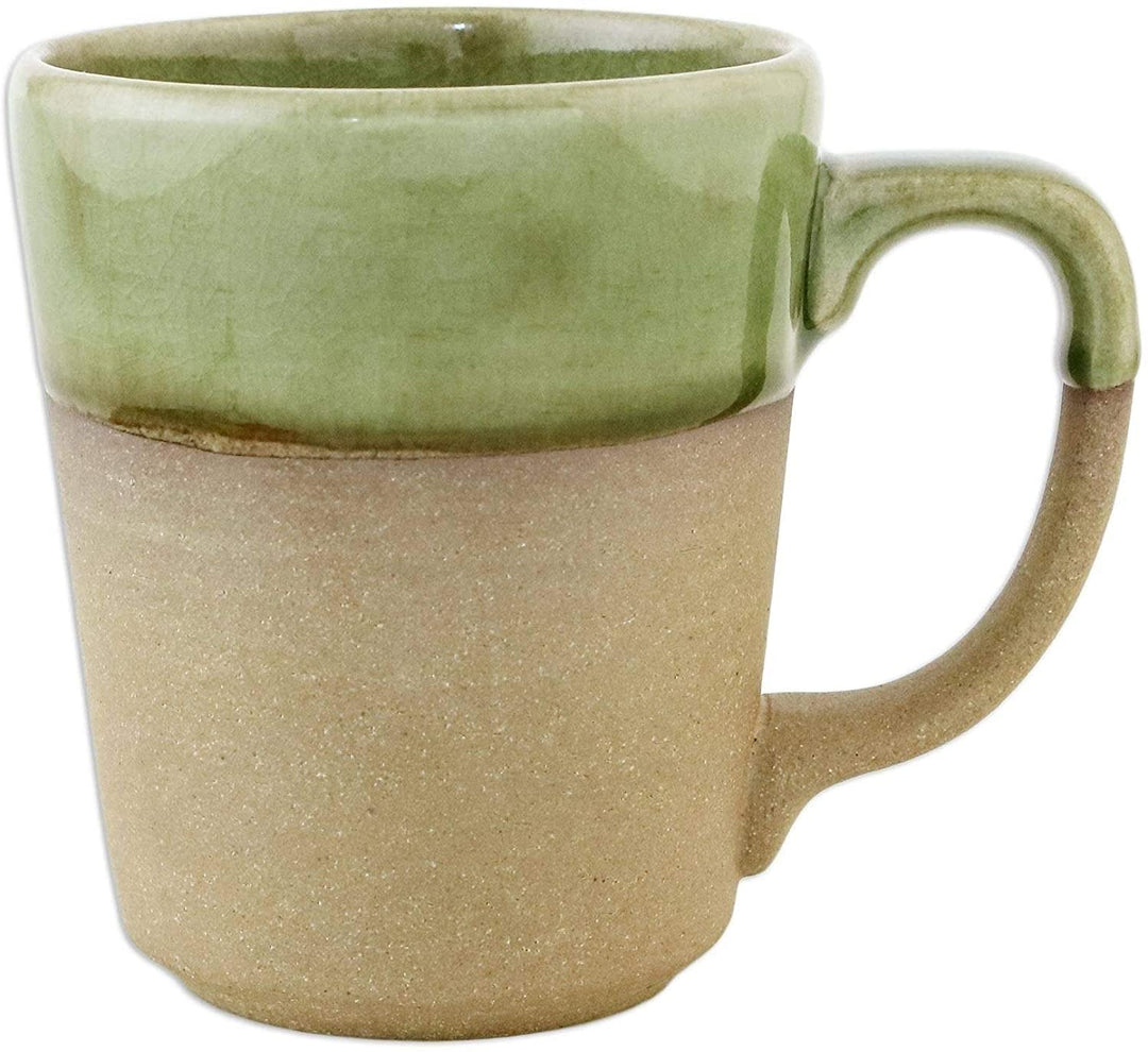 Handmade Green Ceramic Mug (Thailand) Solid Classic 1