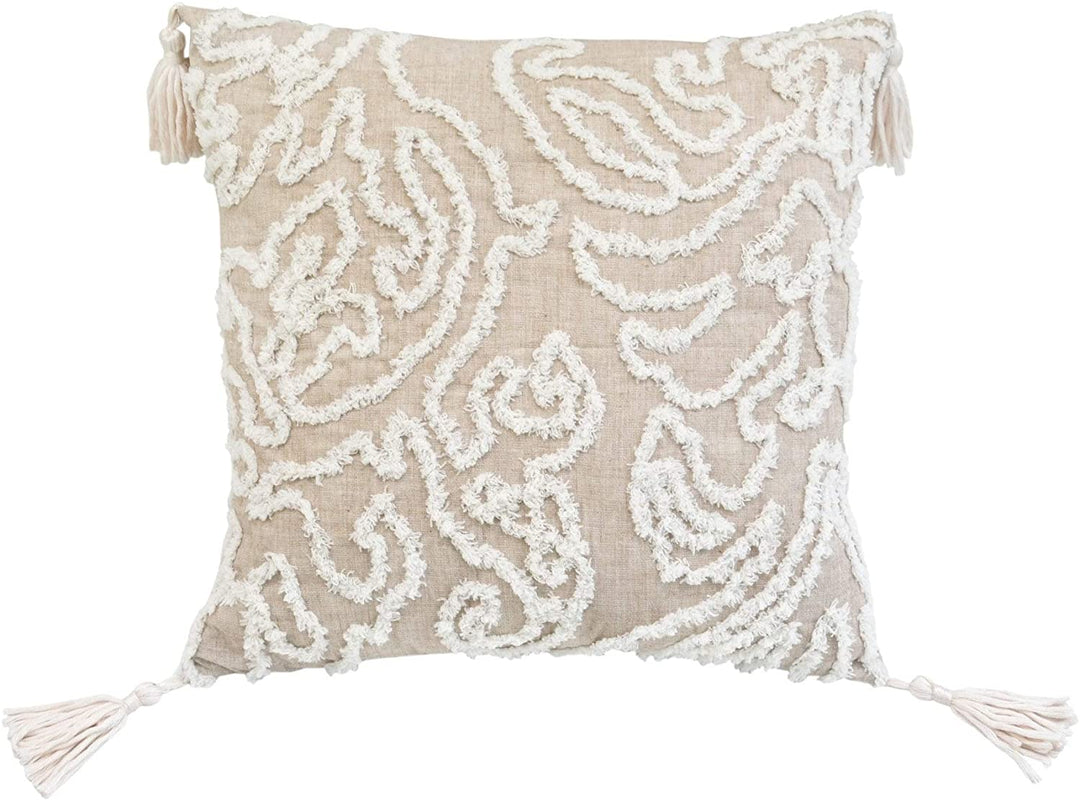 Chenille Damask Rectangle Accent Pillow Beige Geometric