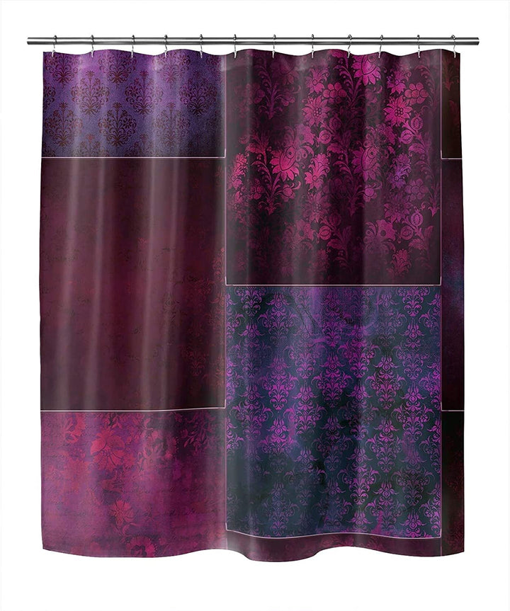 Eclectic Bohemian Patchwork Wine Purple Shower Curtain by
