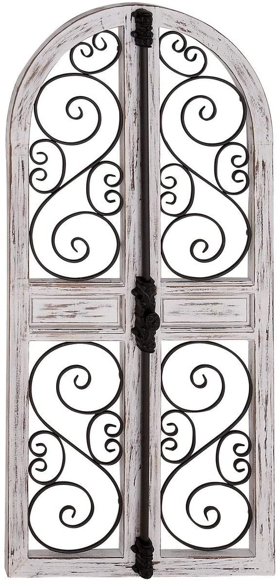 Farmhouse 52 X 24 Inch Wood Iron Door Wall Decor Grey - Diamond Home USA