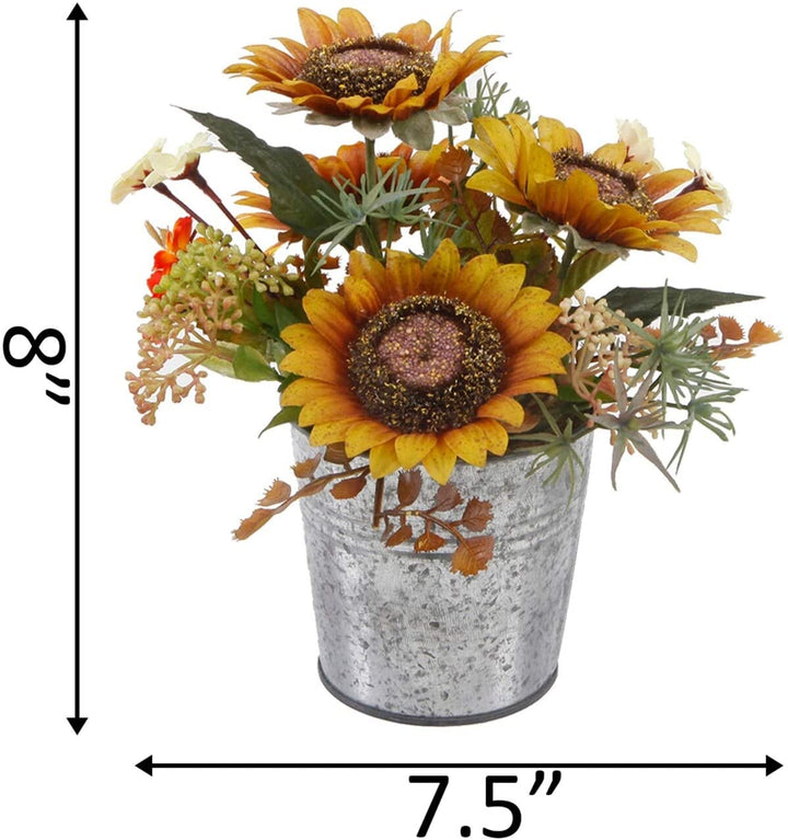 8" Tall Sunflowers Tin Yellow - Diamond Home USA