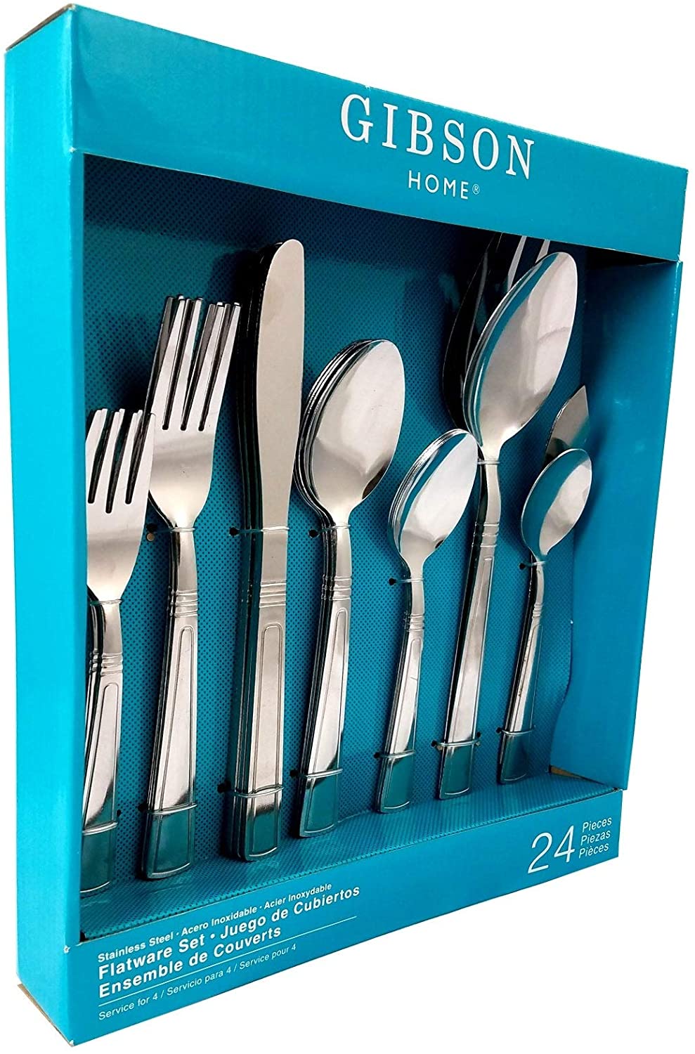 24 Piece Flatware Set Silver Stainless