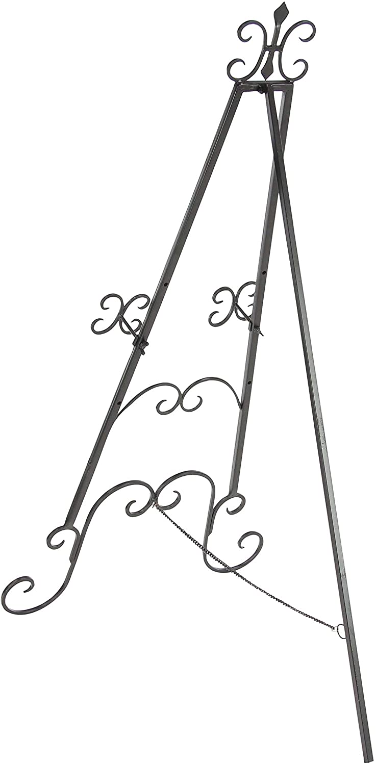 Black Iron 49 inch Scrolled Easel Traditional Glossy