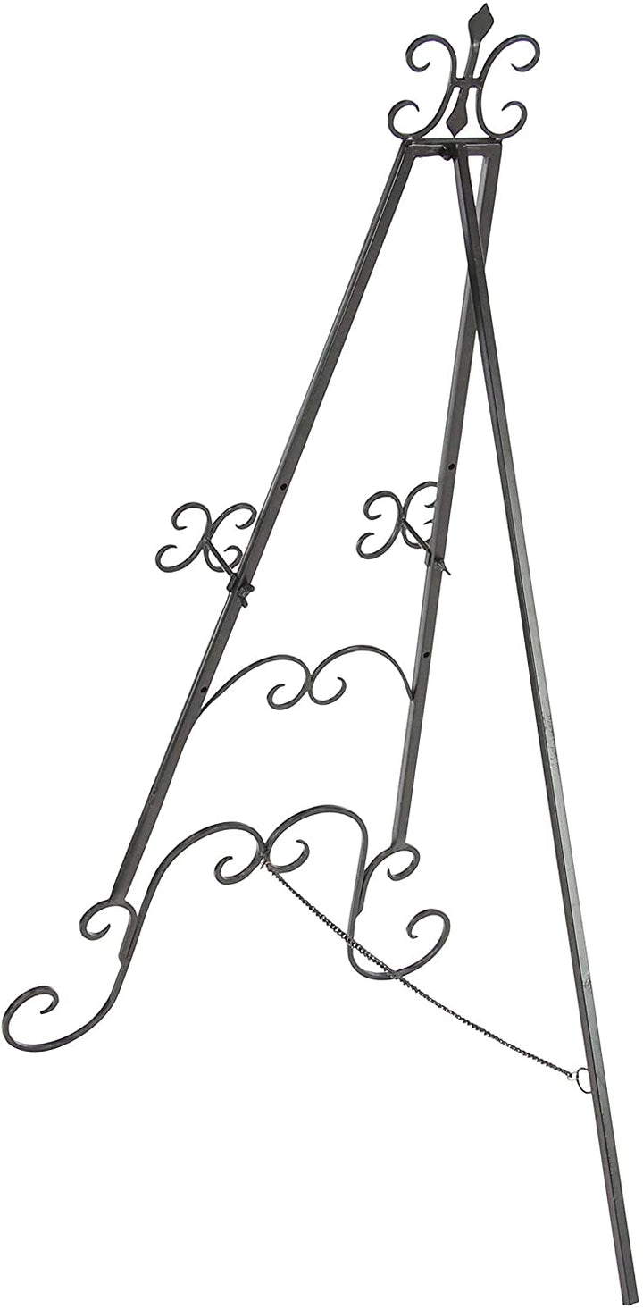Black Iron 49 inch Scrolled Easel Traditional Glossy