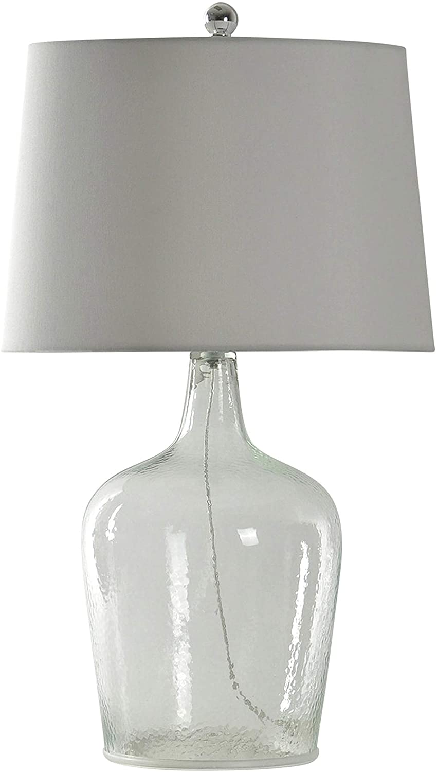 Incognito Seeded Clear Glass Table Lamp White Hardback