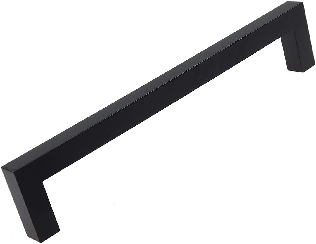 25 Pack 6 1/4 inch Center Solid Square Bar Pull Black Modern