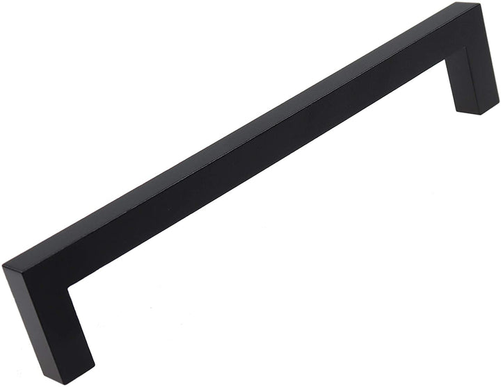 25 Pack 6 1/4 inch Center Solid Square Bar Pull Black Modern