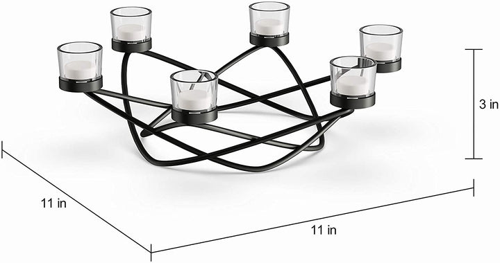 Round Waves Black Wrought Iron Candleholder/Centerpiece Modern Contemporary - Diamond Home USA