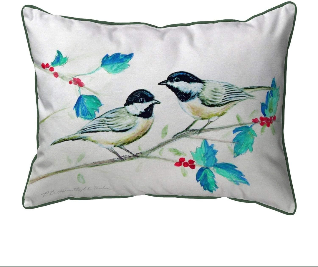 Christmas Chickadees Small Pillow 11x14 Color Graphic Casual
