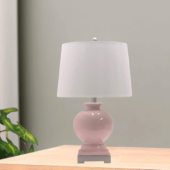 24 Blush Ceramic Table Lamp W/bs Base Pink Transitional - Diamond Home USA