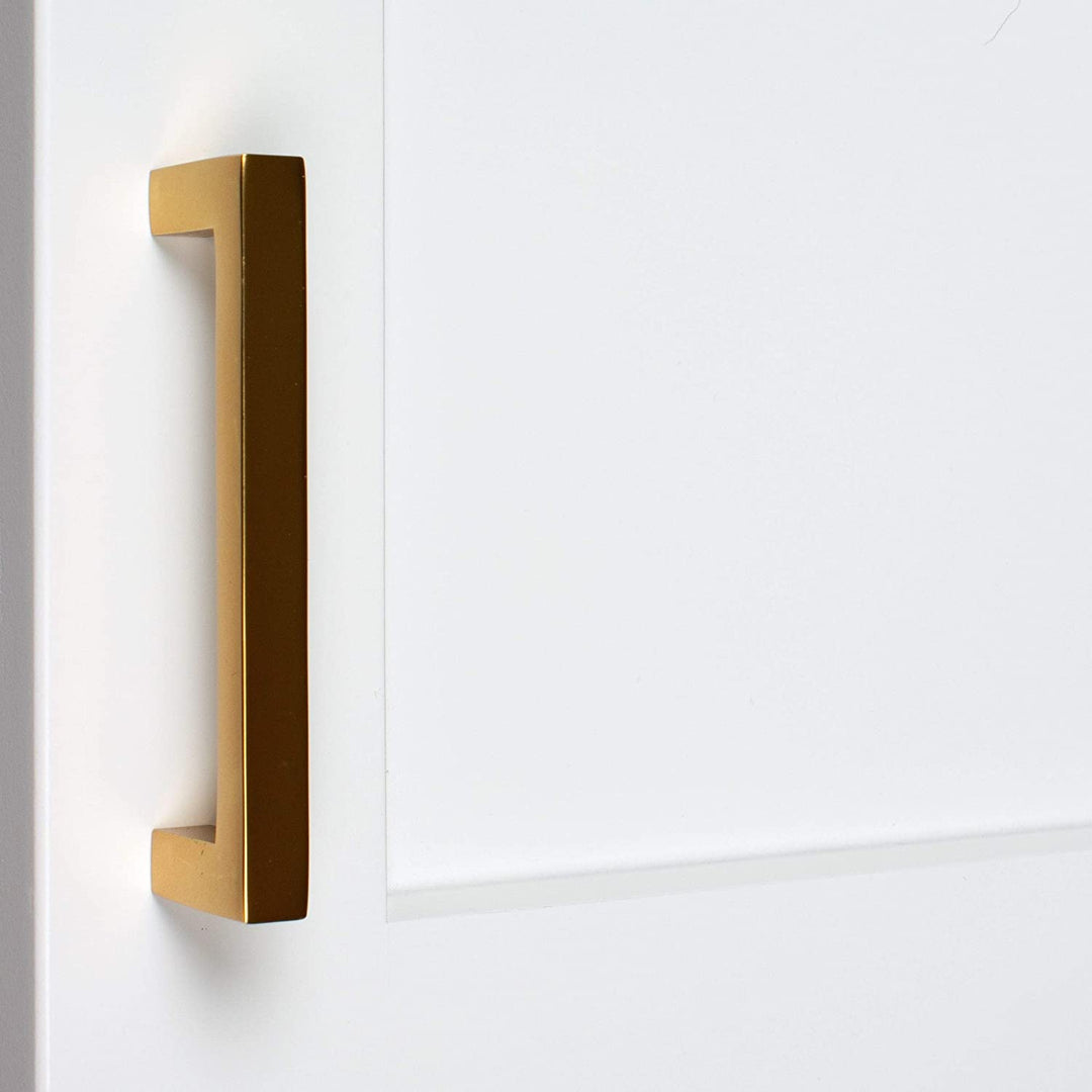 3 3/4 Center Gold Solid Square Bar Pulls (25 Pack) Brass Modern Contemporary Zinc Finish