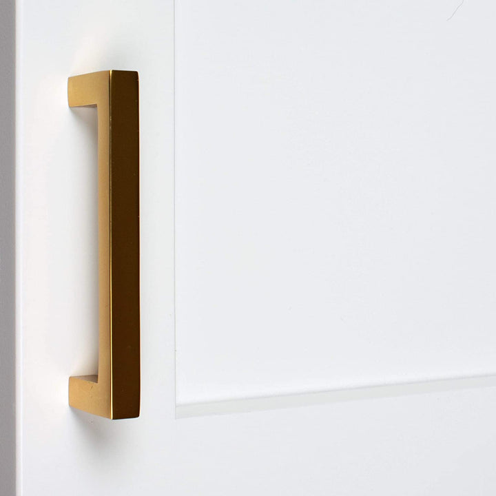 3 3/4 Center Gold Solid Square Bar Pulls (25 Pack) Brass Modern Contemporary Zinc Finish