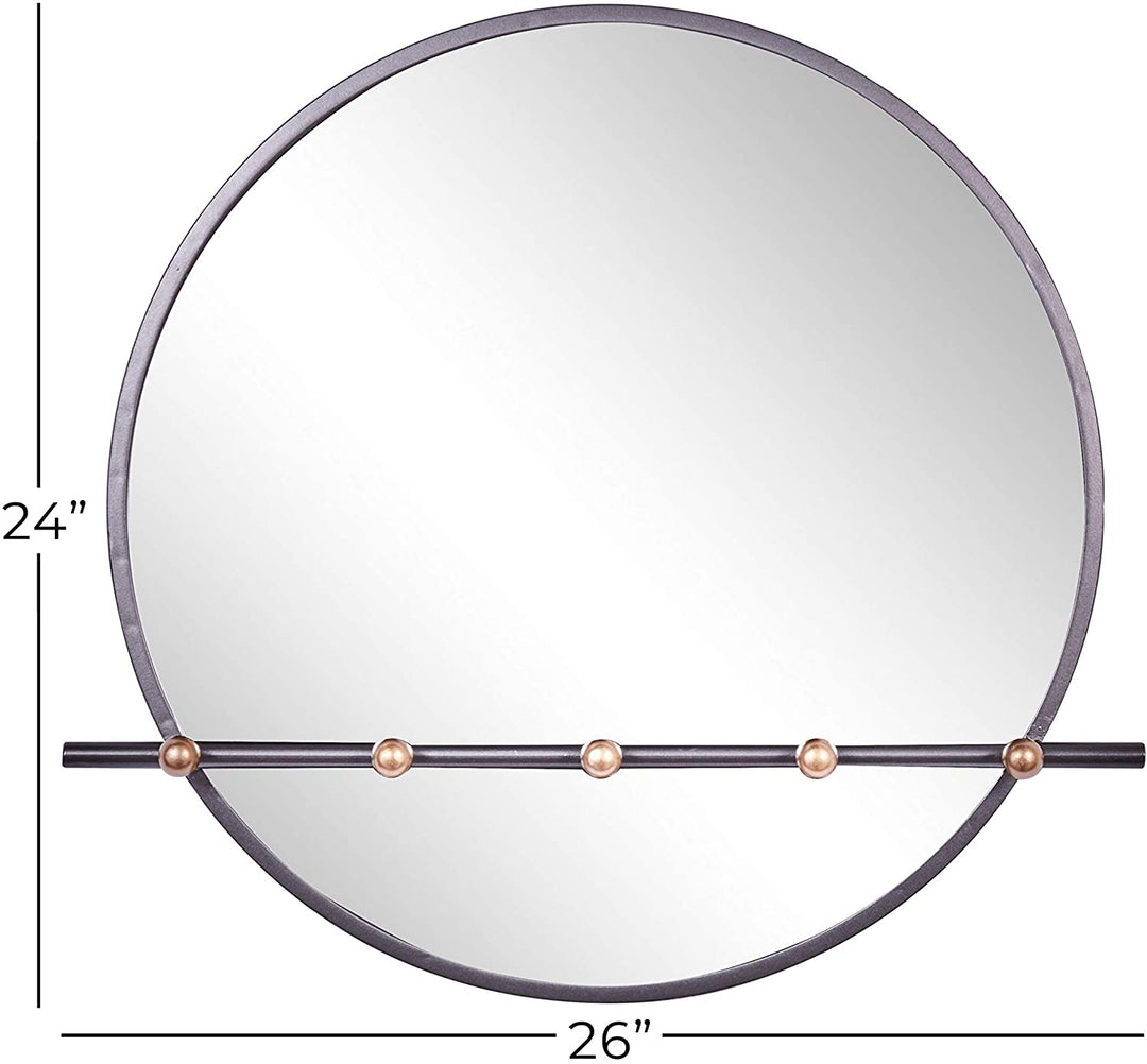 Round Black Metal Mirror Hooks 26" w X 24" h 26 3 24round Silver - Diamond Home USA