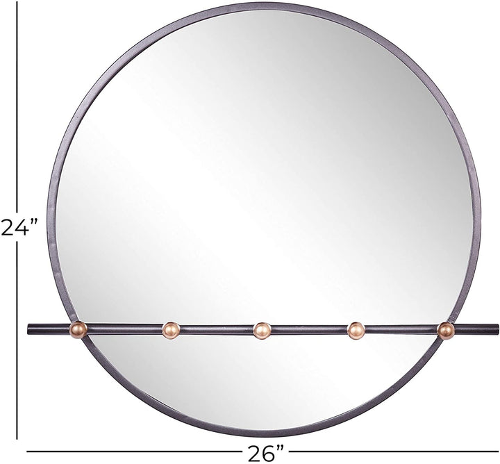 Round Black Metal Mirror Hooks 26" w X 24" h 26 3 24round Silver - Diamond Home USA