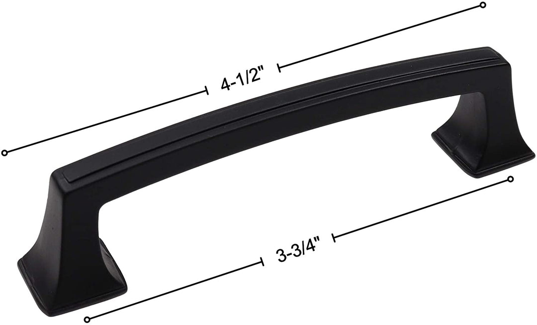 10 Pack 3 3/4 inch Center Classic Base Cabinet Pull Black Modern Contemporary Zinc Matte - Diamond Home USA