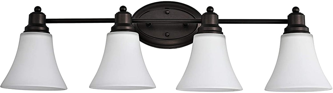 4 Light Oil Rubbed Bronze Bath/Vanity Fixture Brown Farmhouse Transitional Glass Steel Includes Hardware - Diamond Home USA