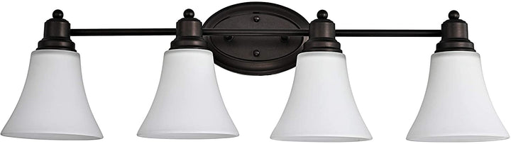 4 Light Oil Rubbed Bronze Bath/Vanity Fixture Brown Farmhouse Transitional Glass Steel Includes Hardware - Diamond Home USA