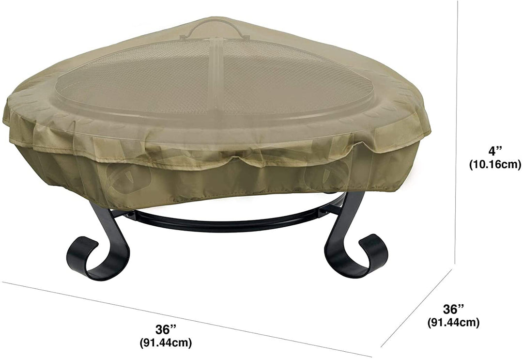 Basics Outdoor Round Patio Firepit Cover 36" Dia X 4" h Beige Polyester Blend Water Resistant - Diamond Home USA