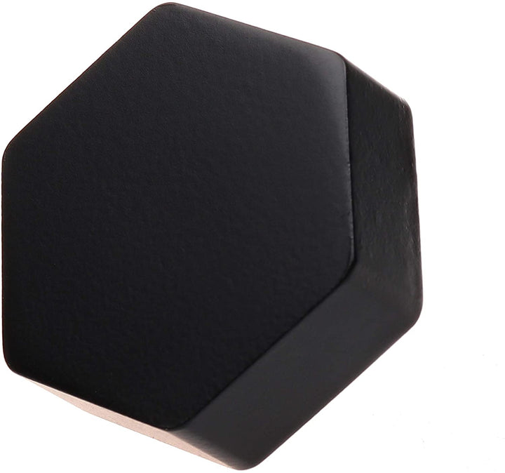 10 Pack 1 1/2 Inch Solid Hexagon Cabinet Knob Matte Black