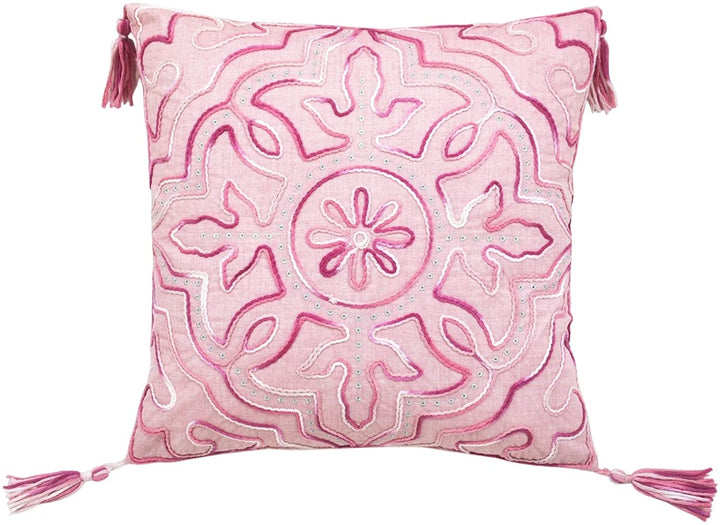 Chenille Pink Tile Decorative Pillow Geometric Bohemian