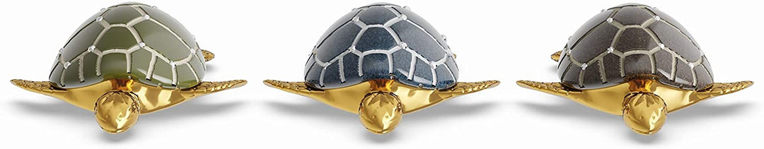 Table Top Polystone Turtle Sculpture Set Brown Green Marble Stone - Diamond Home USA