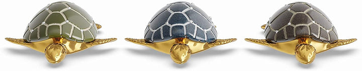 Table Top Polystone Turtle Sculpture Set Brown Green Marble Stone - Diamond Home USA