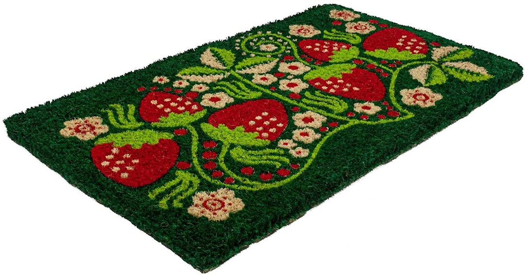 Strawberry Vines Handwoven Coconut Fiber Doormat 18 X 30
