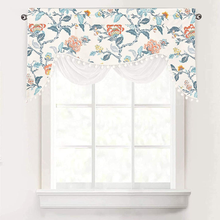 Sketch Botanical Flower Floral Window Curtain Swag Valance