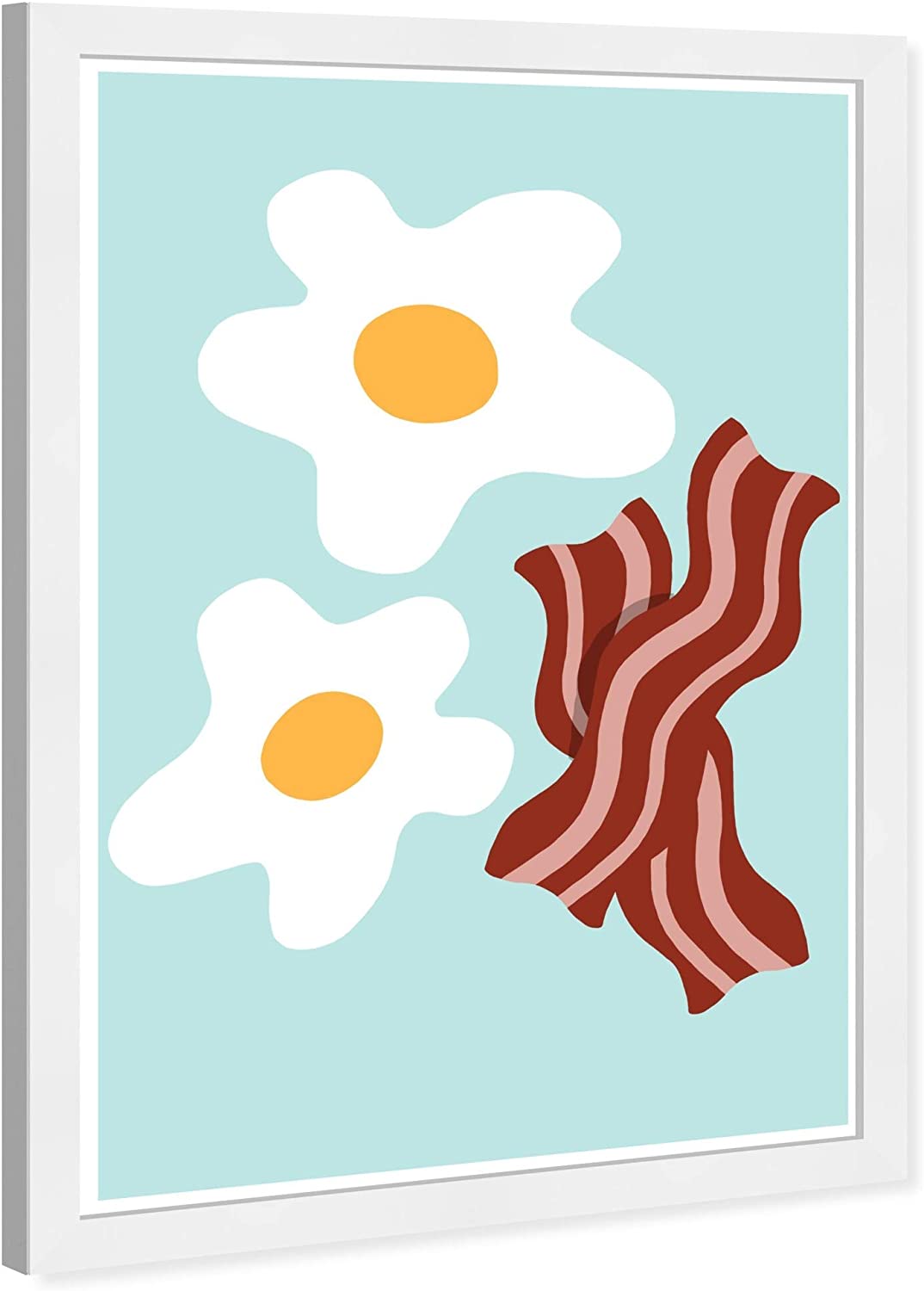 Eggs Bacon' Food Wall Art Framed Blue White Modern Contemporary Rectangle - Diamond Home USA