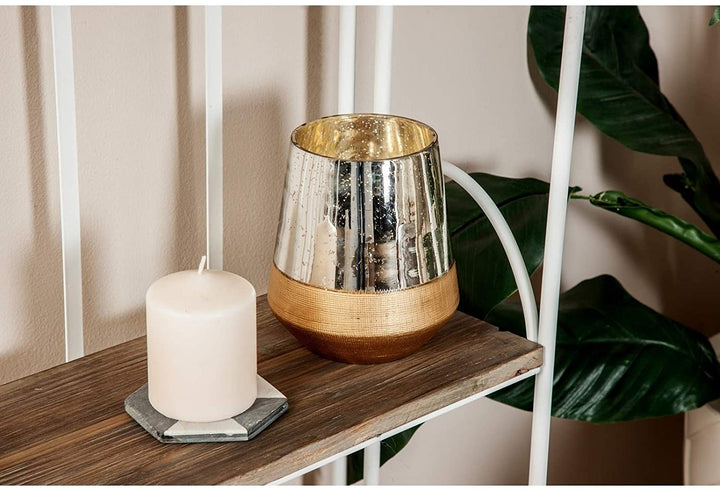 Contemporary 7 X 6 Inch Candle Holder Gold Modern Glass - Diamond Home USA