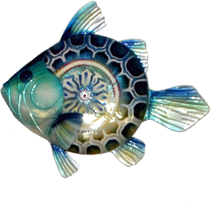 Handmade Blue Fish (Philippines) Hand Painted Art Iron Metal - Diamond Home USA